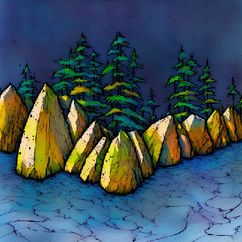 Drawing of abstracted landscape