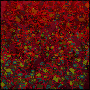 Drawing of generative abstract spirits