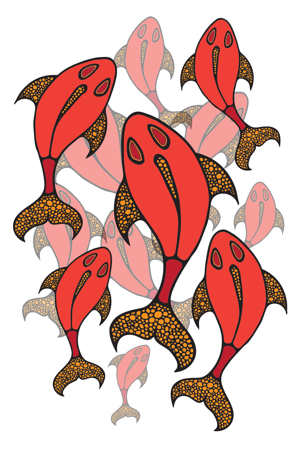 Hand-drawn fish jumping