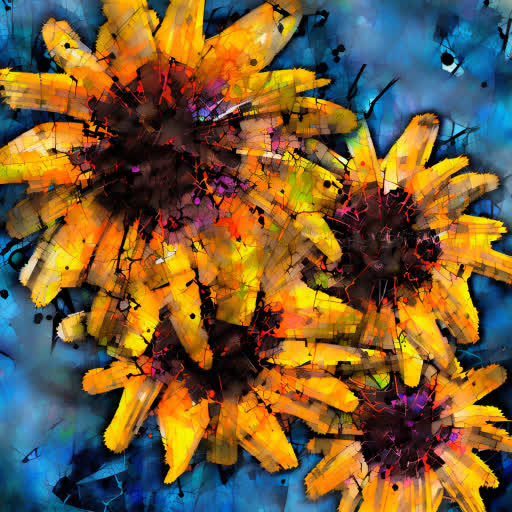 Hand-drawn flower imagery with AI manipulation