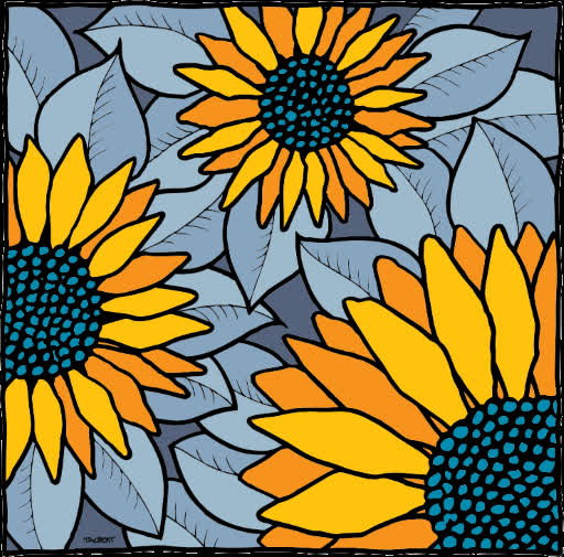 Hand-drawn flower imagery reworked in Photoshop