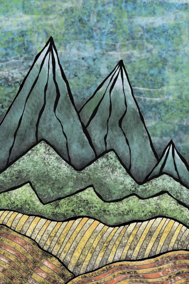 Original hand-drawn and digital landscape image