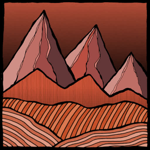 Original hand-drawn landscape image with generative programming elements